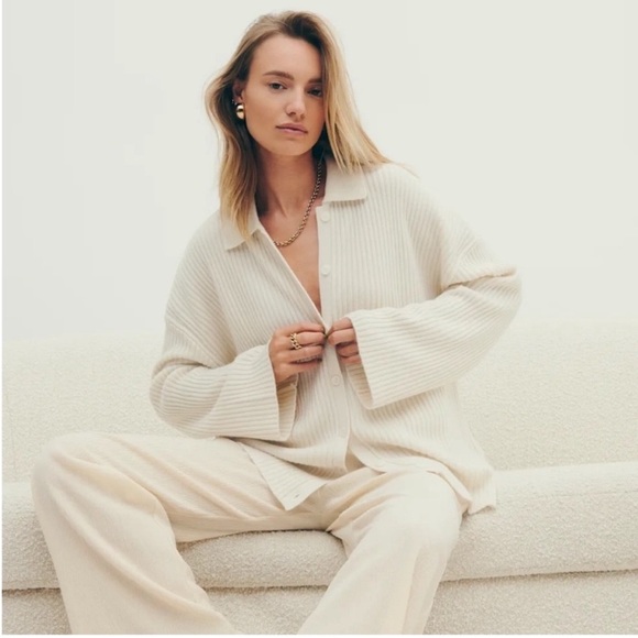 Reformation Fantino Cashmere Collared Cardigan S - Picture 2 of 12